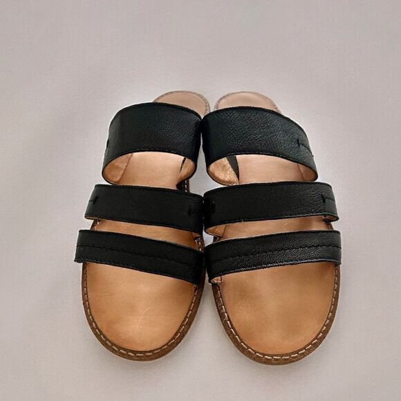 Frye & Co. Evie 3 Band Slide Leather Sandals Black Size 6.5 - Picture 7 of 10